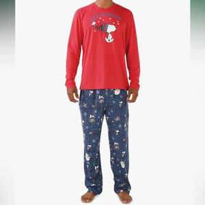 Munki Munki Snoopy Santa Holiday Pajama Sets Unisex couples matching pjs S & M